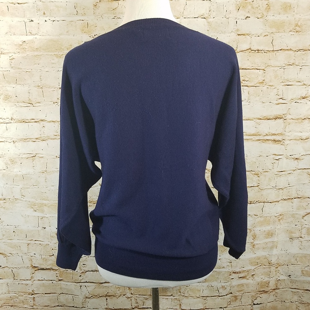 Vintage Leroy Knitwear Knit Navy Flamingo Sweater - Picture 4 of 4